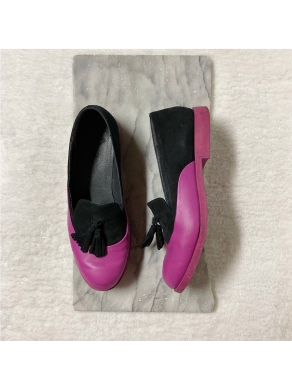 Campers Size 9 Chunky Loafers Black Fuchsia